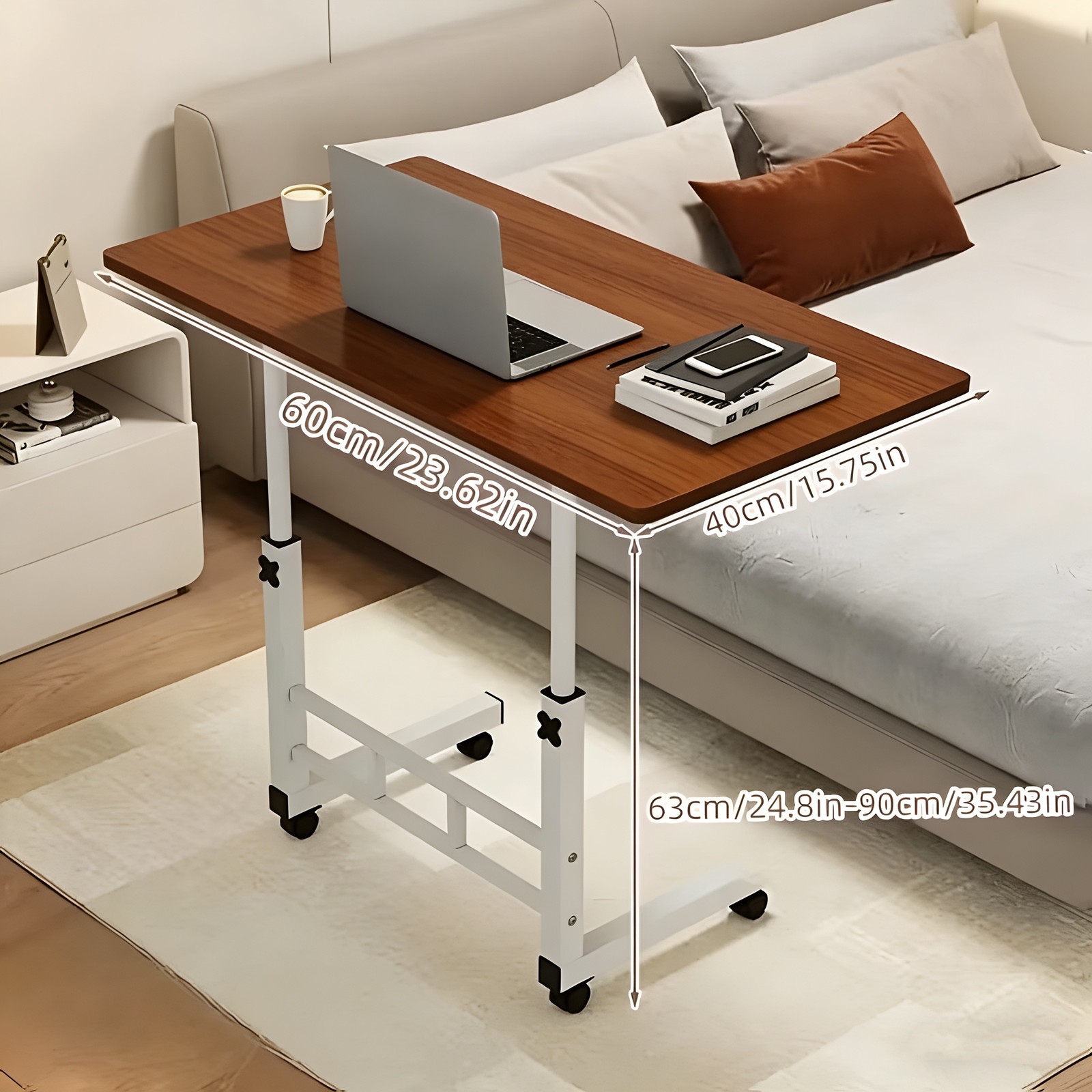 Computer Desk with Universal Wheels, for Home Office, Sofa, Small Space New