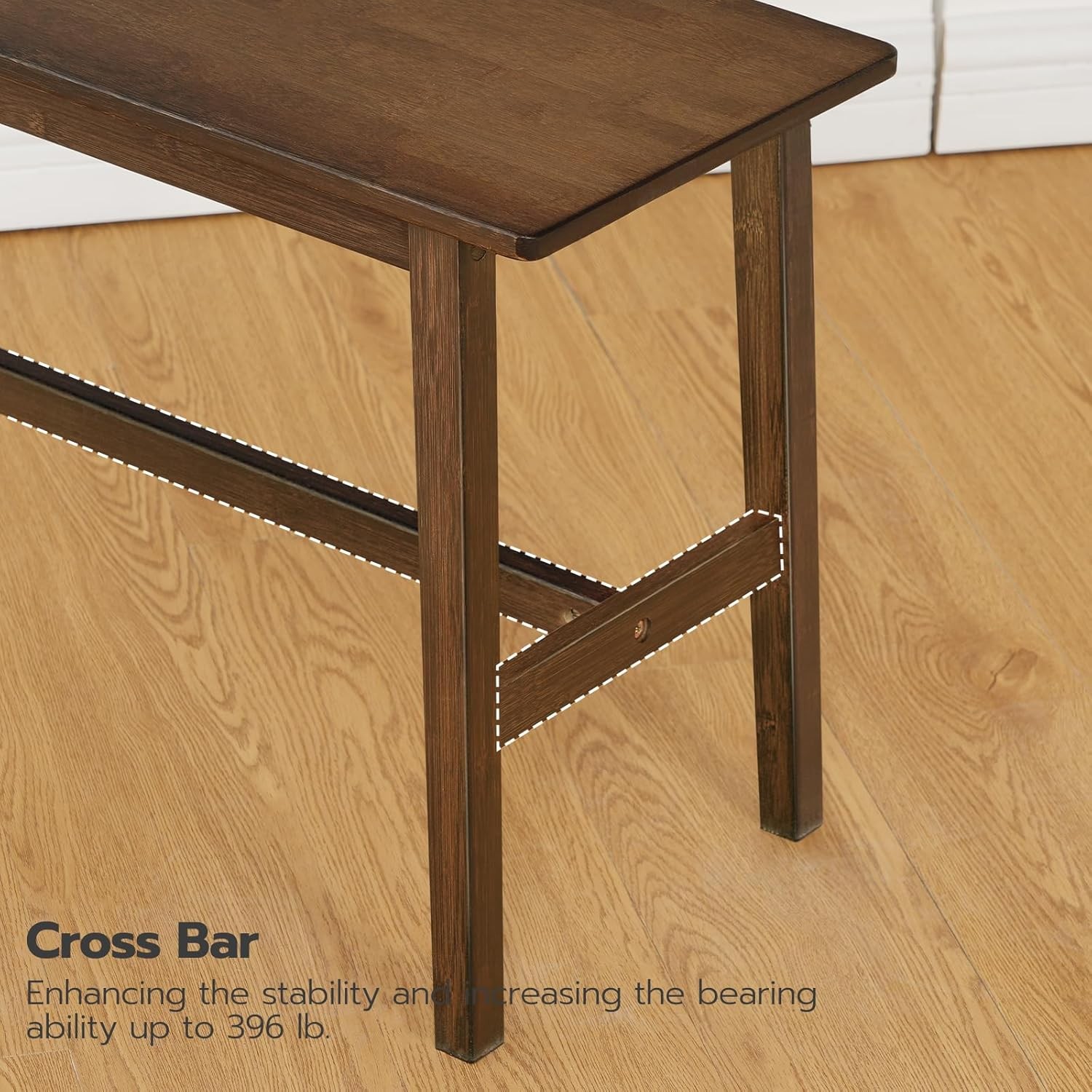 39.3'' Bamboo Dining Bench Farmhouse Kitchen Table Bench Kitchen & Living Room