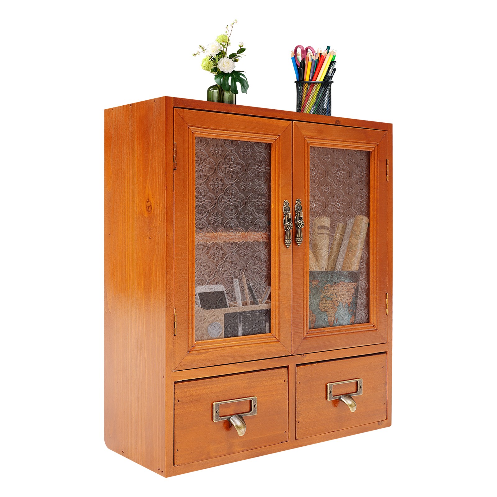 Vintage Tabletop Organizer, Wooden Storage Drawer Box, Storage Cabinet for Desk