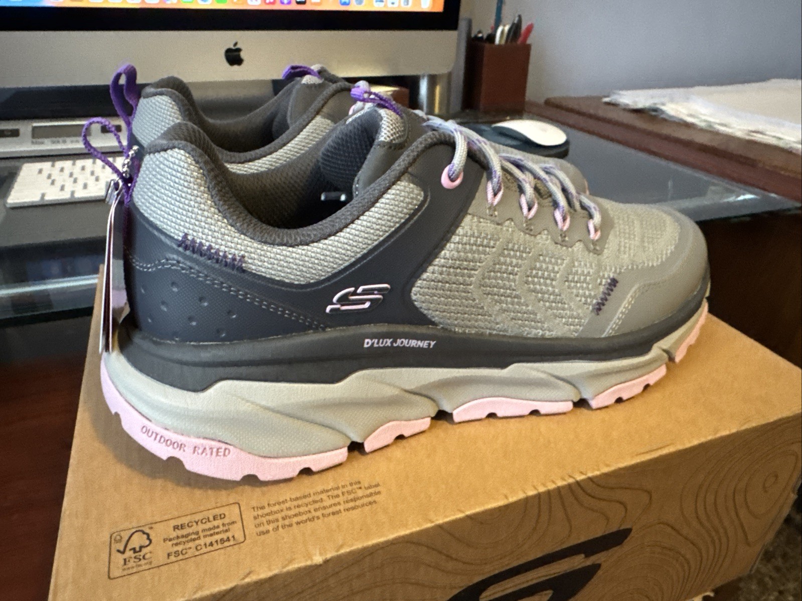 Skechers Women's D'Lux Journey Marigold Charcoal/Purple Shoes (180167/CCPR)