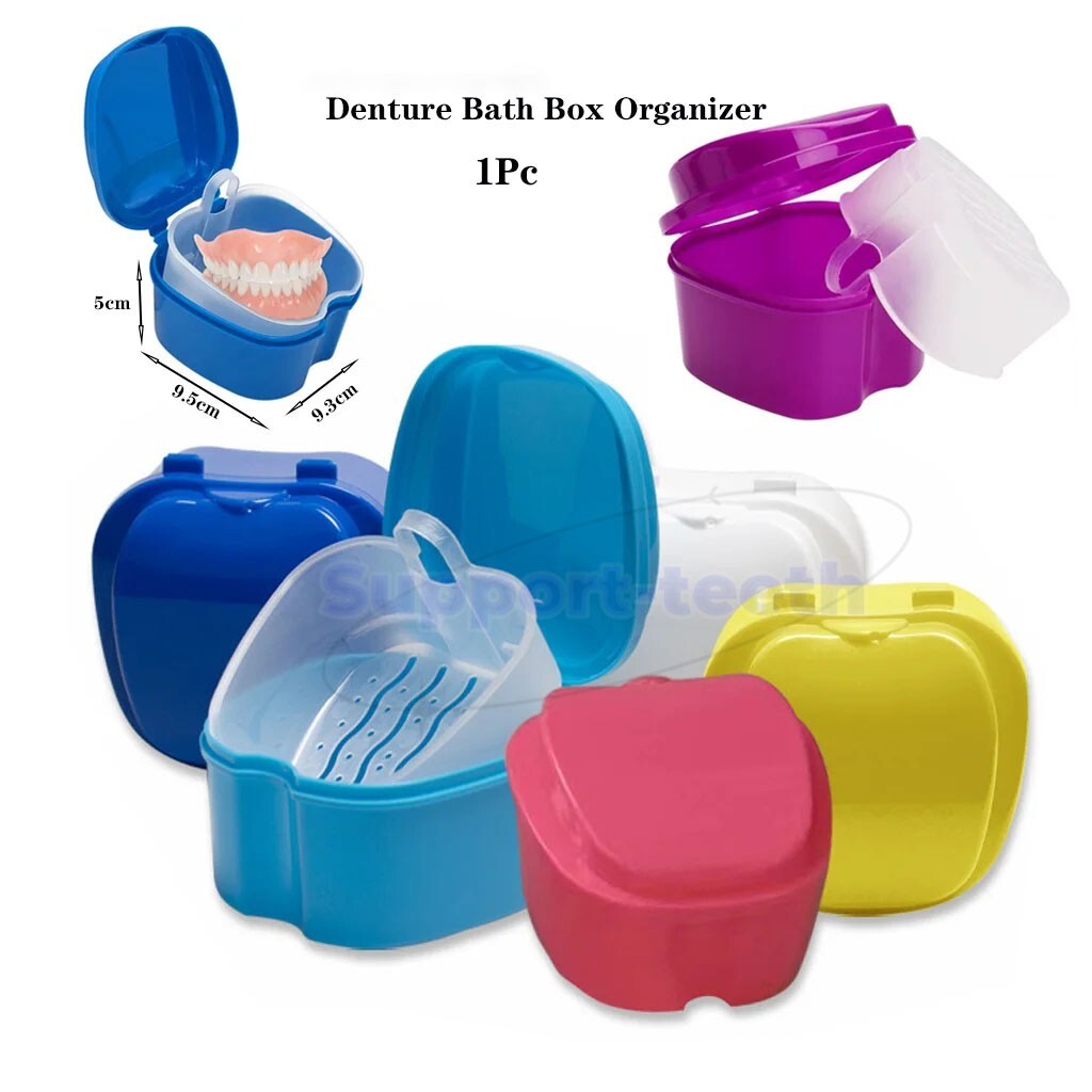 Dental Denture box Denture Retainer Cases Holder Travel Cleaning Container