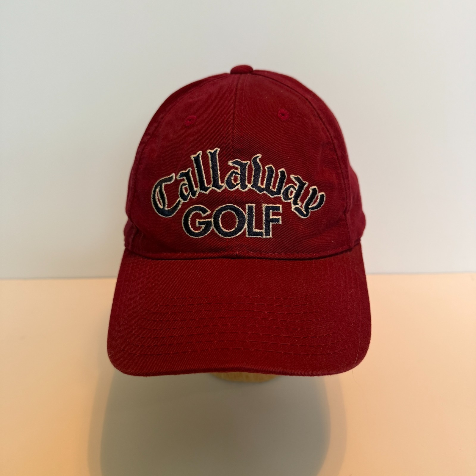 Callaway Golf Mens Maroon Hat Cap Adjustable Strapback 100% Cotton