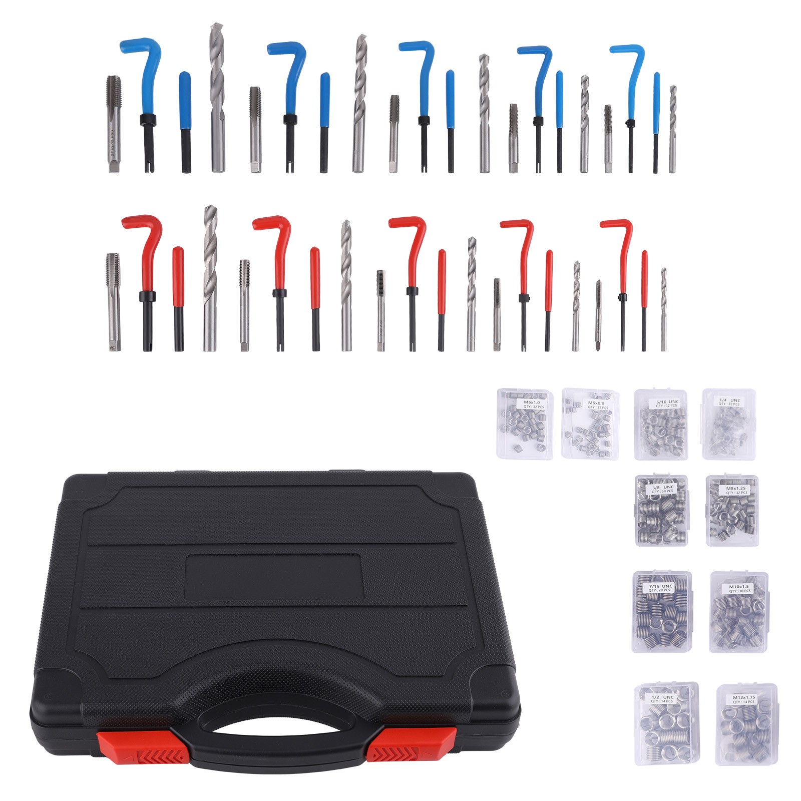 320 PCS Helicoil Thread Repair Kit SAE Tool 1/4", 5/16", 3/8", 7/16", 1/2"