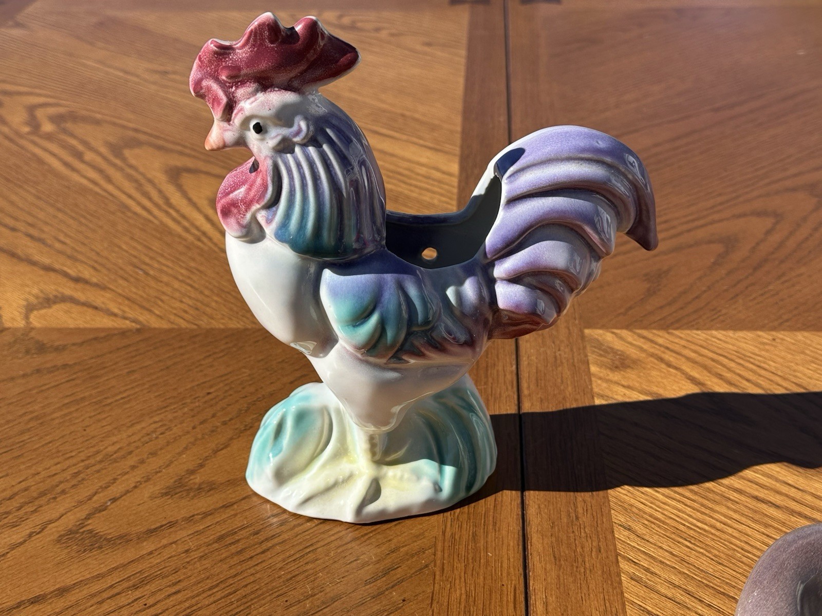 Vintage Pottery Rooster Planter, Pastel Colors-Beautiful!