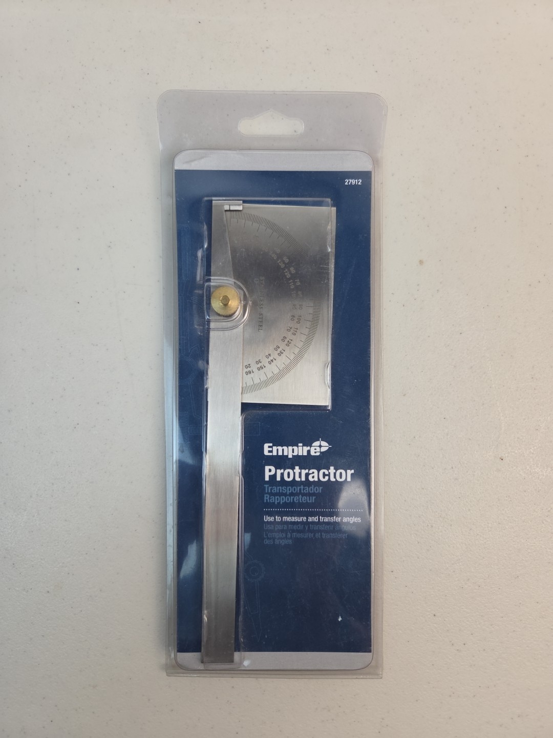 Empire Protractor Stainless Steel Level 6-inch Square Head 0 to 180-degree 27912