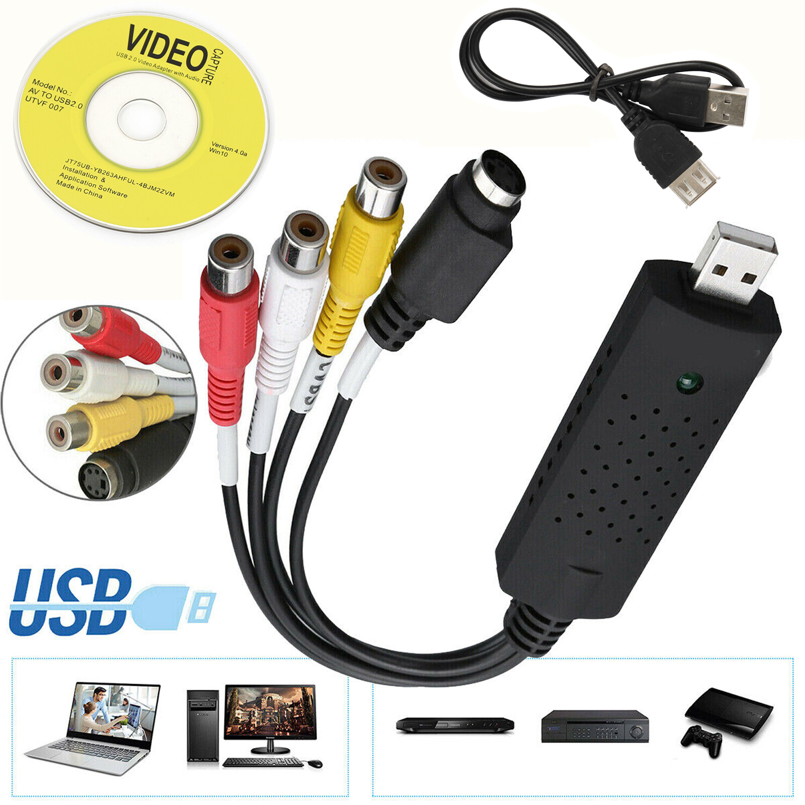USB 2.0 Audio Video VHS to DVD VCR PC HDD Converter Adapter Digital Capture Card