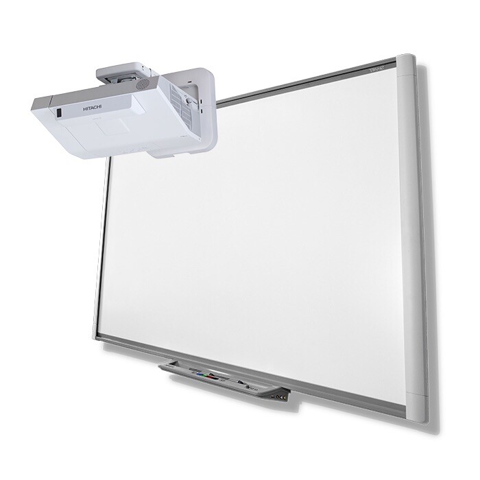 77” SBM680 INTERACTIVE SMART BOARD AND Hitachi Ultra Short Throw HDMI PROJECTOR