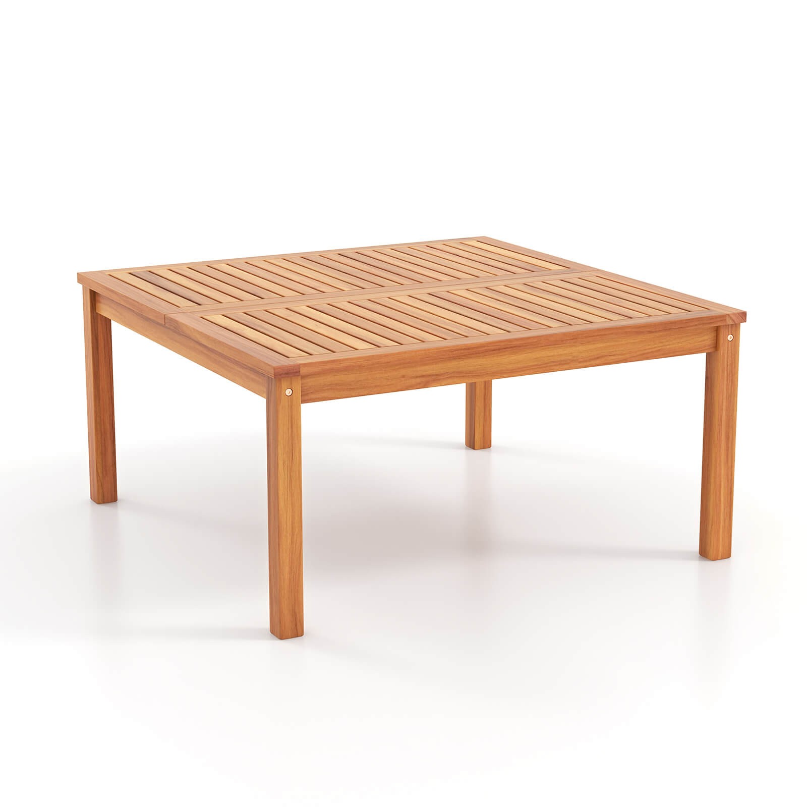 Outdoor Coffee Table w/ Slatted Tabletop Small Outside Table Square Patio Table