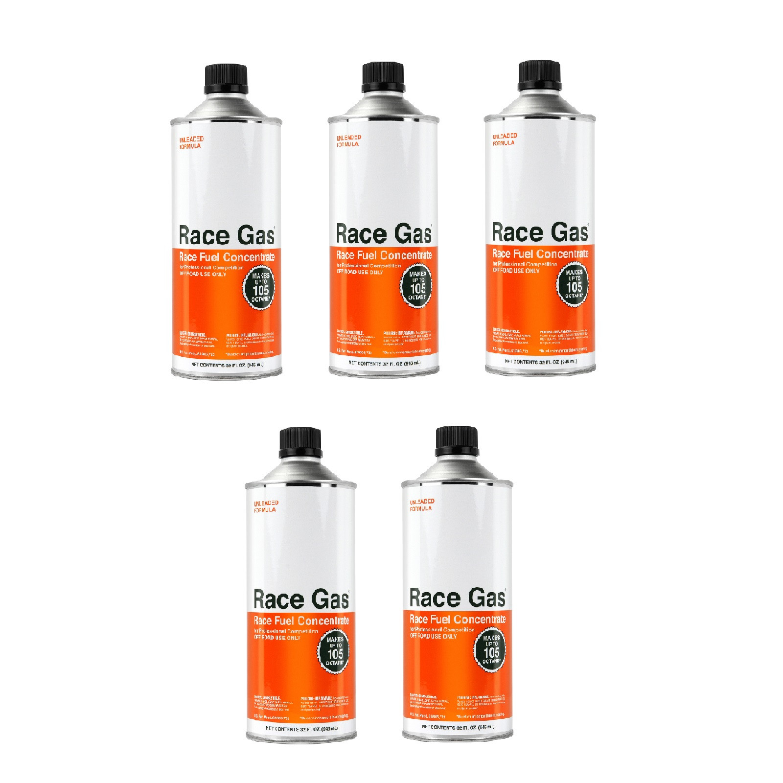 Race Gas 100032 32 oz. Cans of Offroad Race Fuel Concentrate Additive, Set of 5