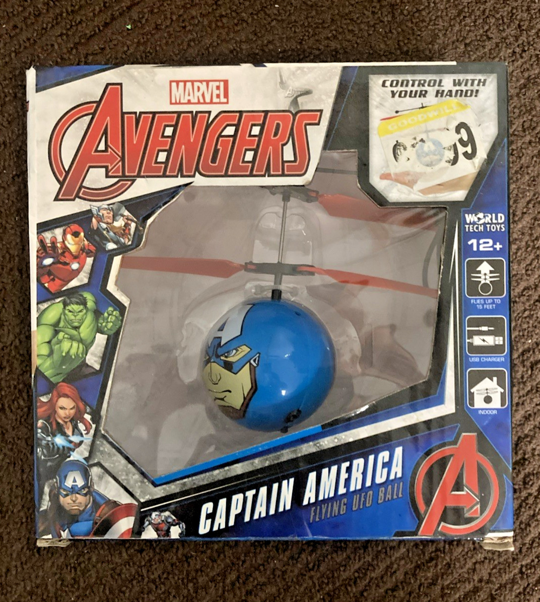 WorldTech 33194 Marvel Captain America Flying UFO Ball Helicopter - New