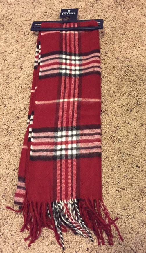 NWT Mens Stafford  Red Winter Neck Scarf 100% acrylic fringe  NEW