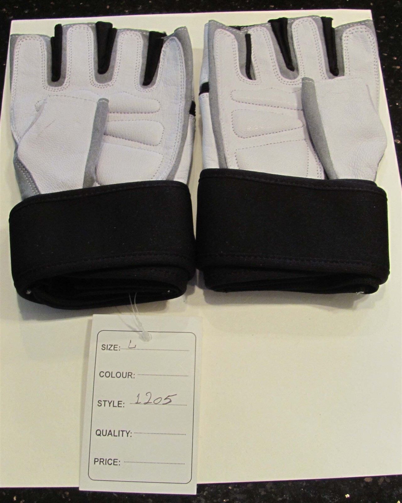 Mens & Women's Weight Lifting Gloves Model #1205 Black & White (1 Pair) New
