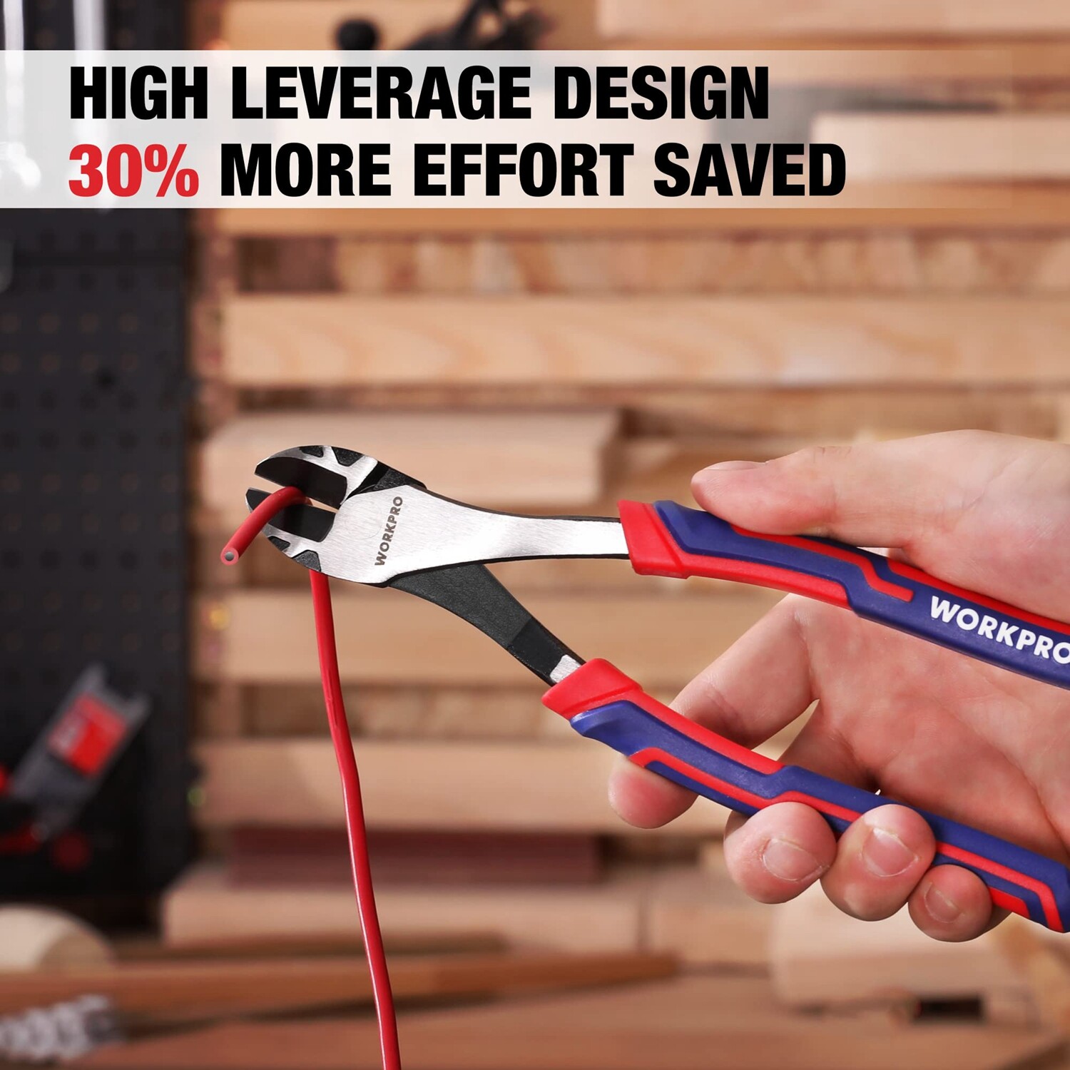 WORKPRO 8" High Leverage Diagonal Plier Heavy Duty Wire Cutters Diagonal Cutters