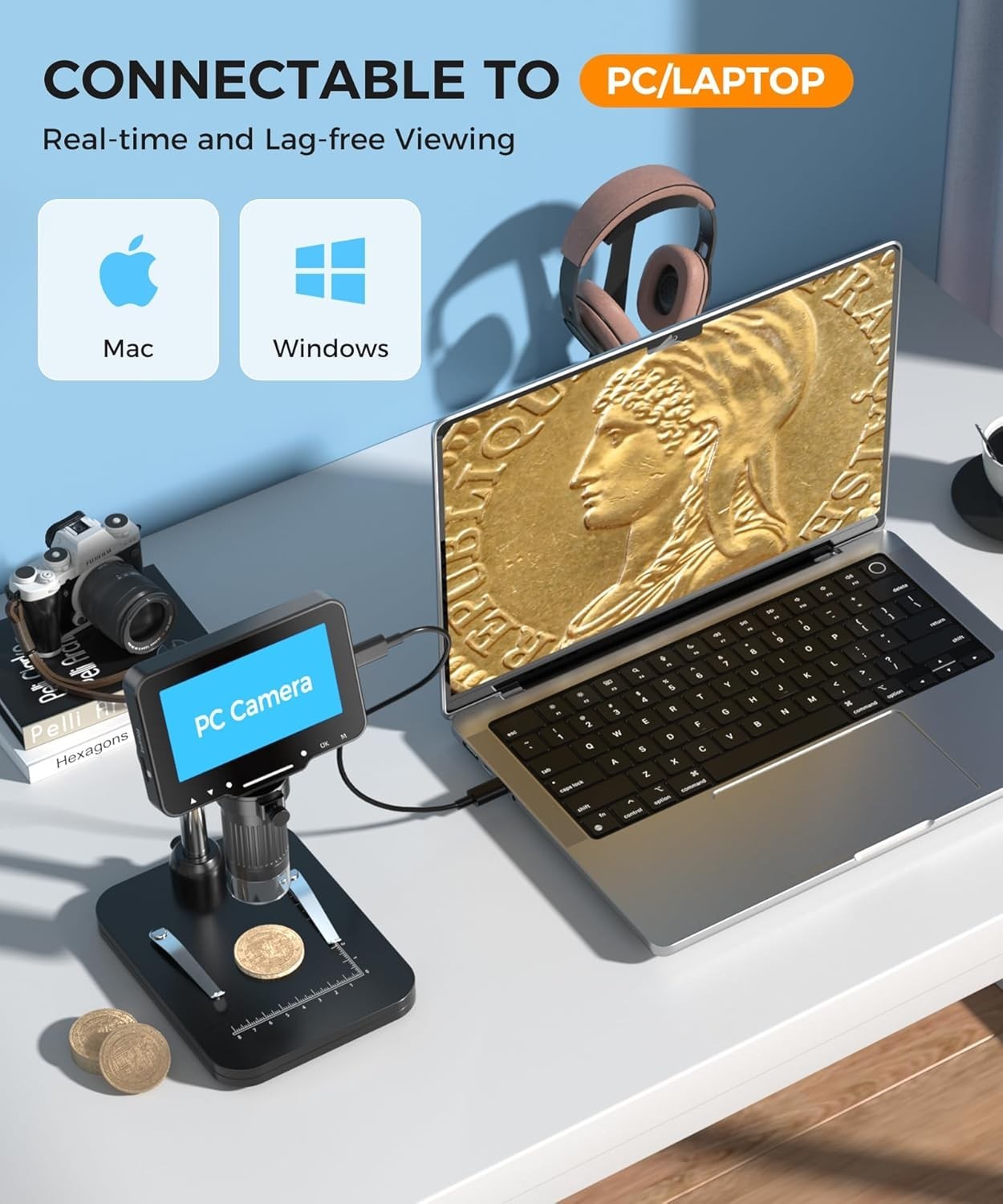 LCD Digital Microscope,4.3 Inch 1080P 10 Megapixels,10MP Camera Video Recorde...