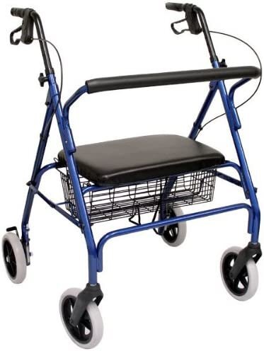 Karman Healthcare R-4700W-BL Extra Wide Steel Rollator, Blue, 8" Heavy Duty...