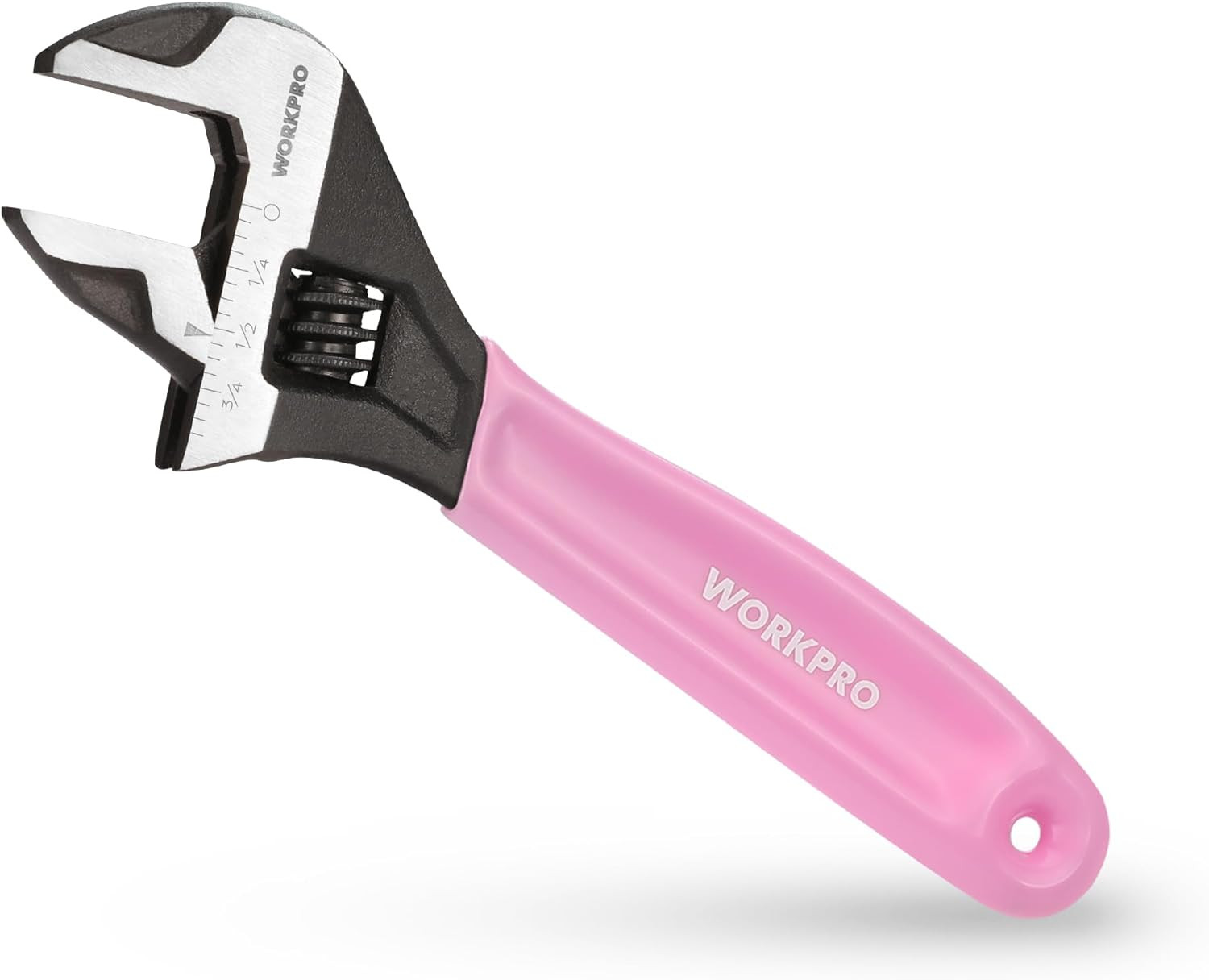 6-Inch Pink Adjustable Wrench, Cr-V Steel, Wide Jaw Black Oxide Wrench, Metric &
