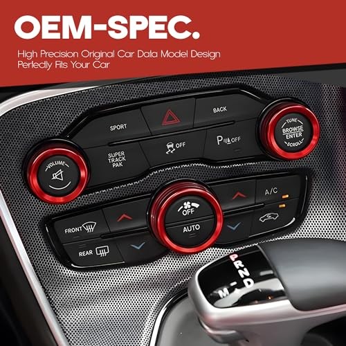 for Challenger Engine Start/Stop Sticker & Volume AC Tune Radio Switch Red