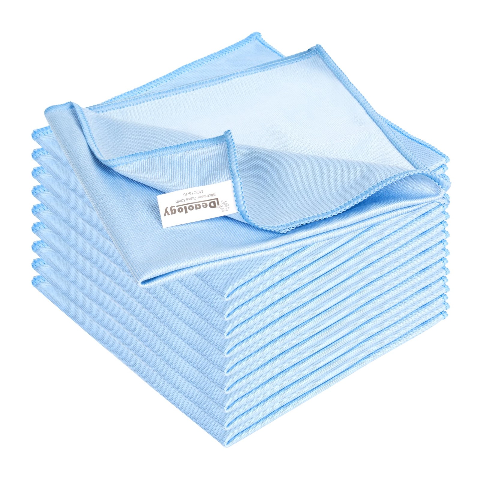10x XL Microfiber Glass Cleaning Cloths - 16" x 16" - Blue, Streak-Free, Lint-Fr