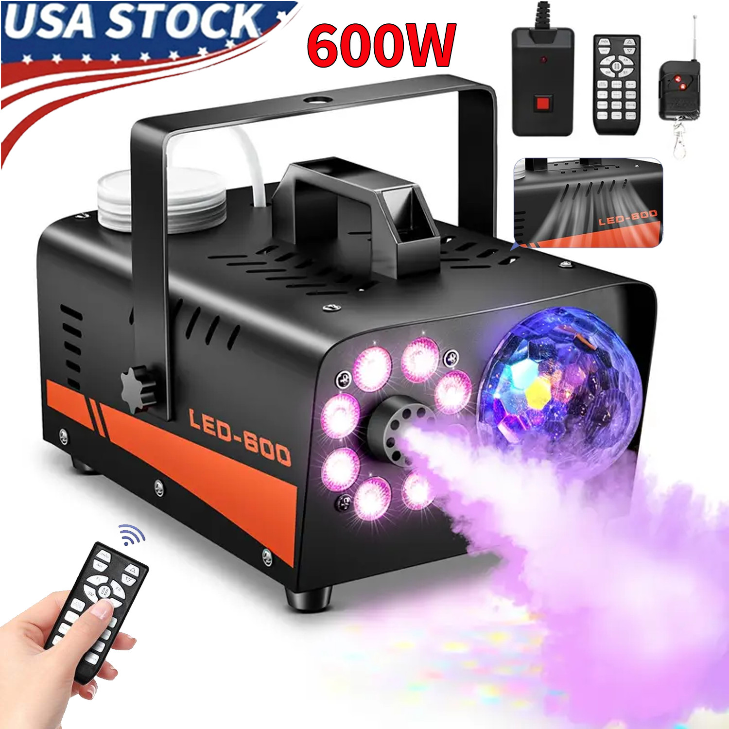 600W Fog Machine with Disco Ball &13Color LED Lights,Smoke Machine,for Halloween