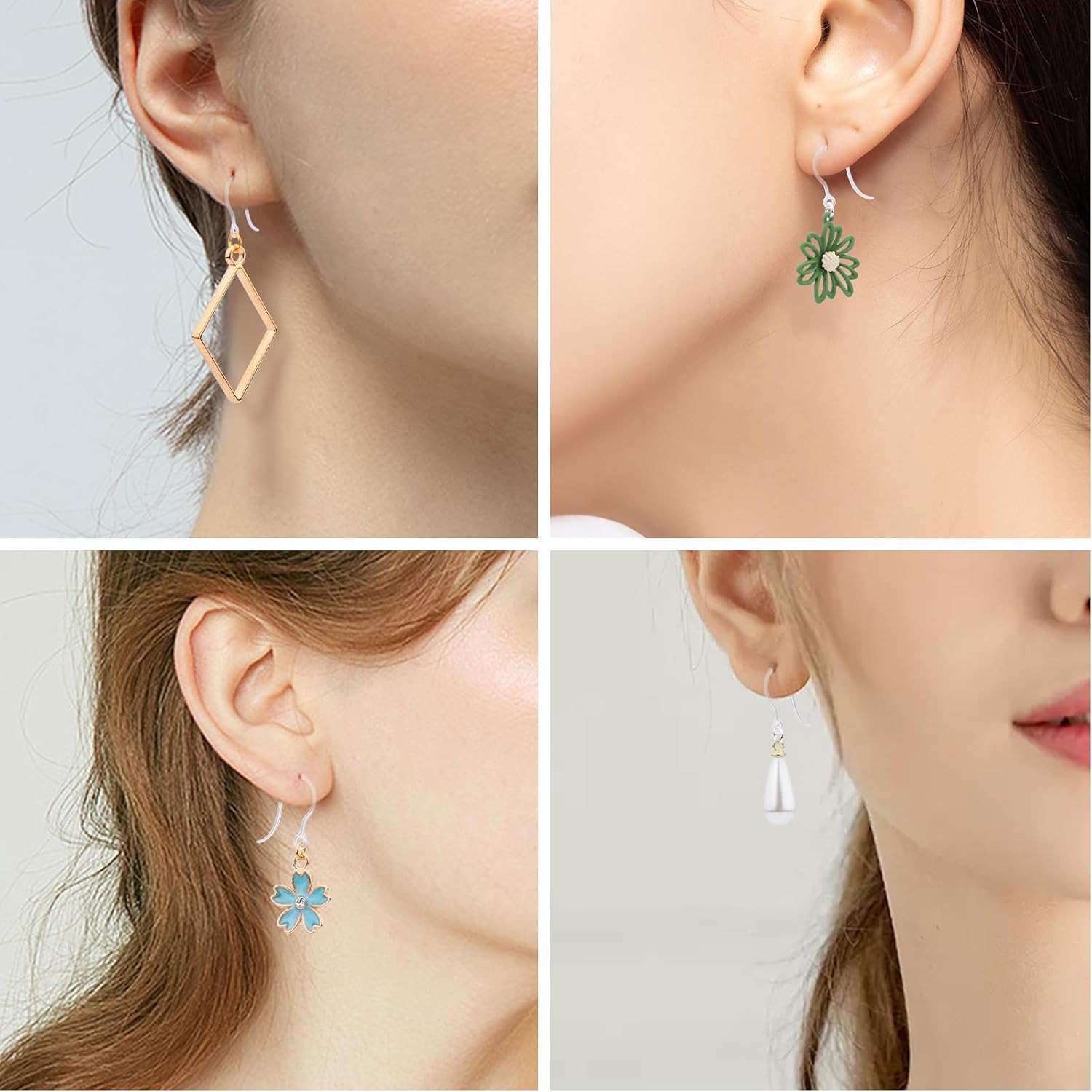 50Pcs Clear Plastic Earring Hooks - Non-Allergenic for Sensitive Ears, Component