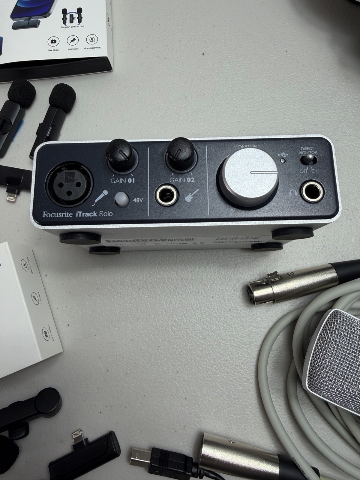 Focusrite iTrack Studio w/ iTrack Solo Recording Interface Microphone Headphones