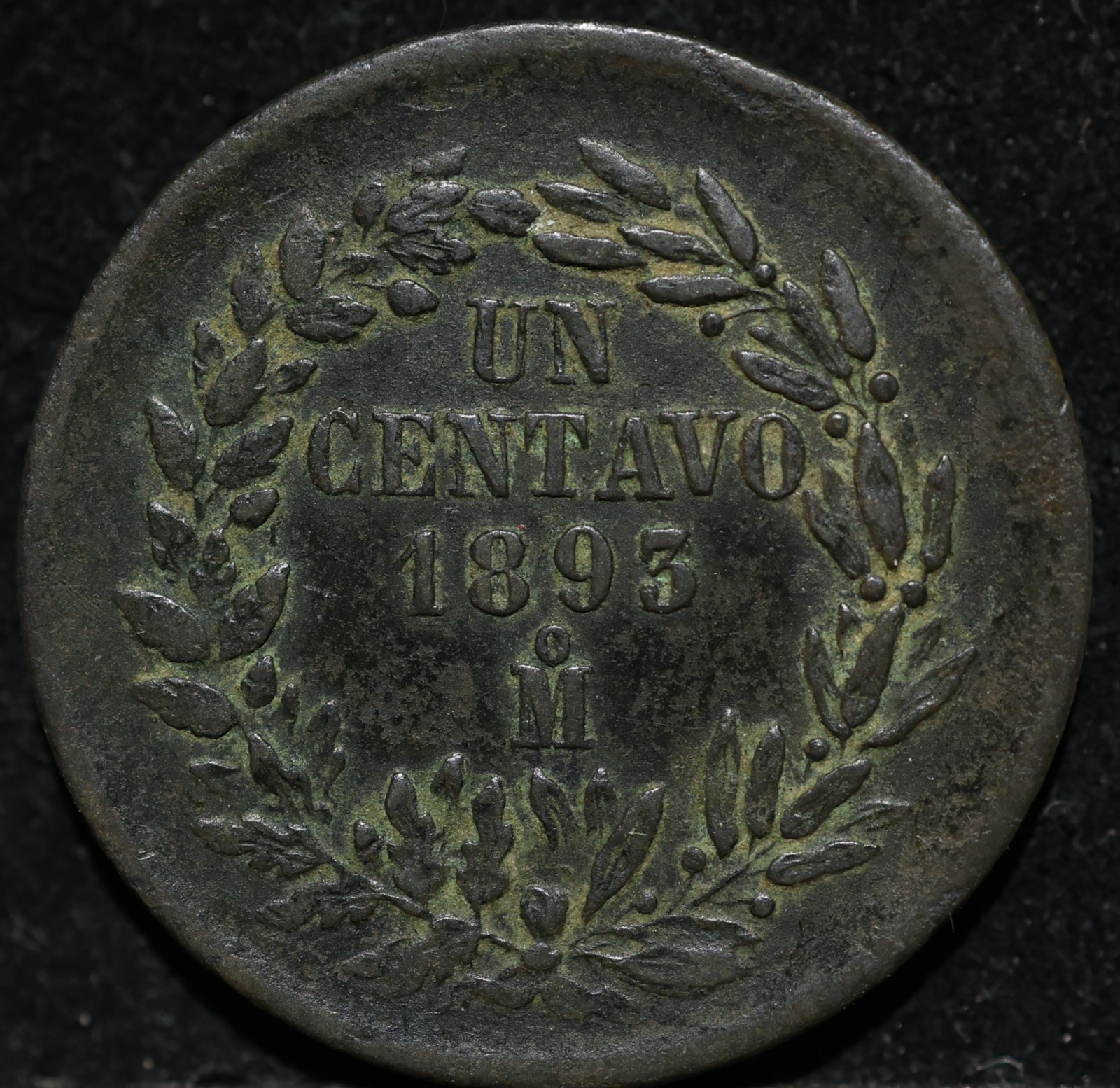 Mexico 1 Un centavo 1893 M old antique copper coin