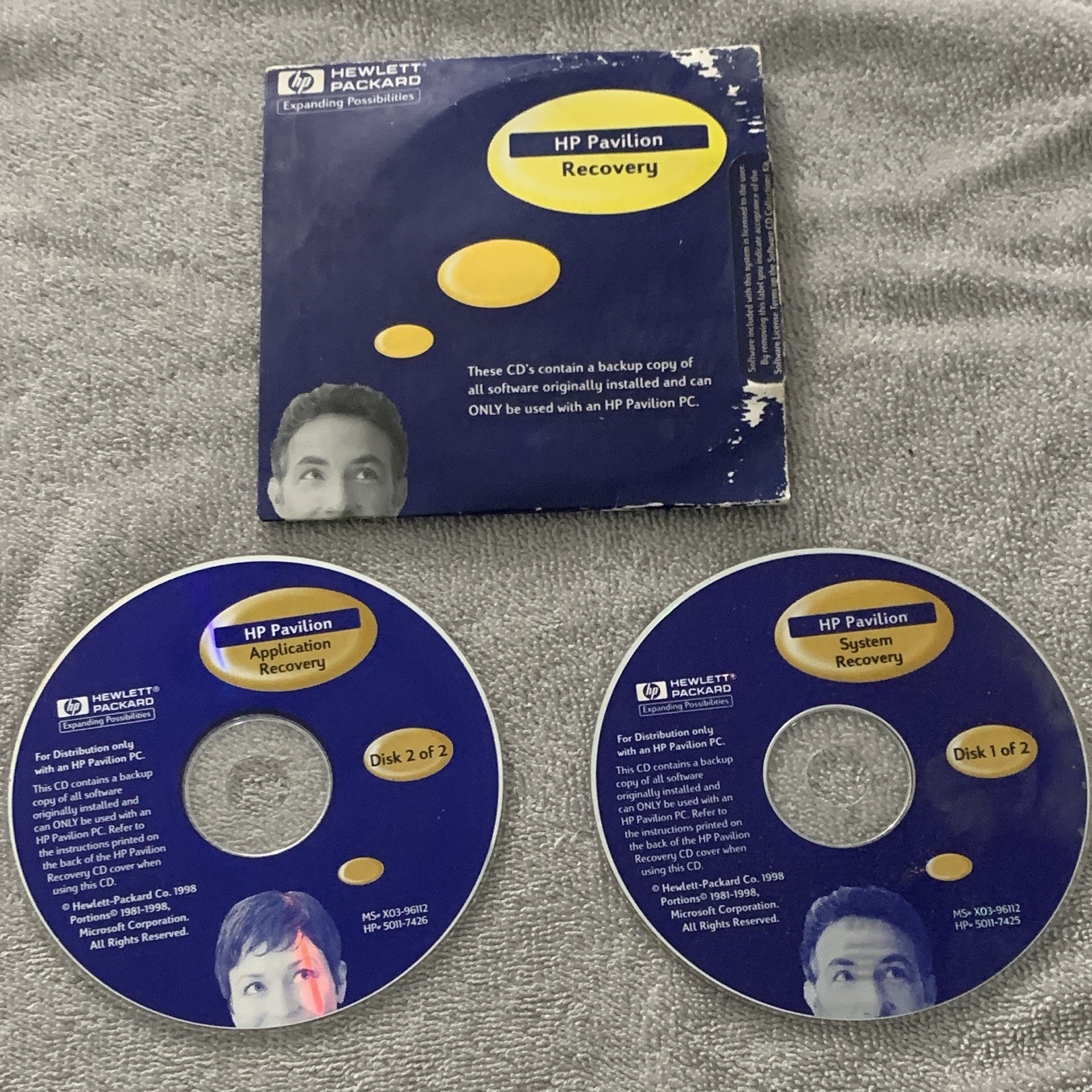 HP Pavilion Recovery CD Set for Windows System Disc 1/2 & Application Disc 2/2