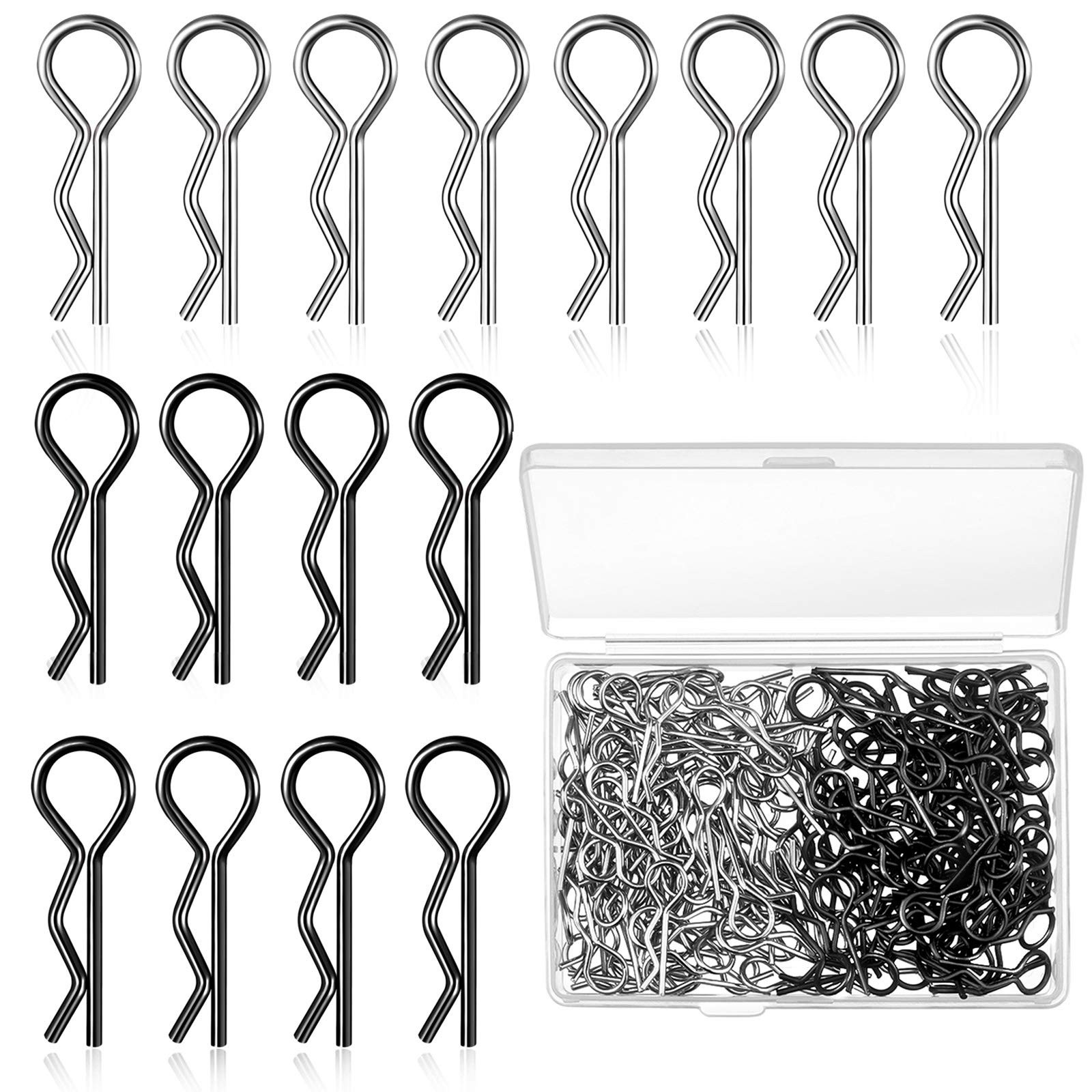 120 Pieces Universal Rc Body Clips Car Silver and Black 6mm x 24.3mm