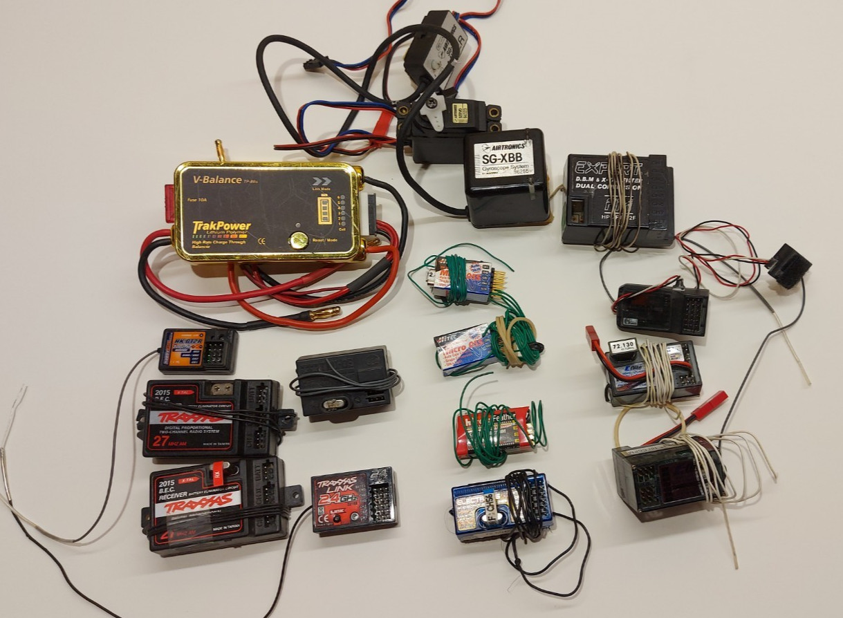 RC Electronics Parts Lot Recievers Charger Gyro Vintage Traxxas HiTec FS Eflite