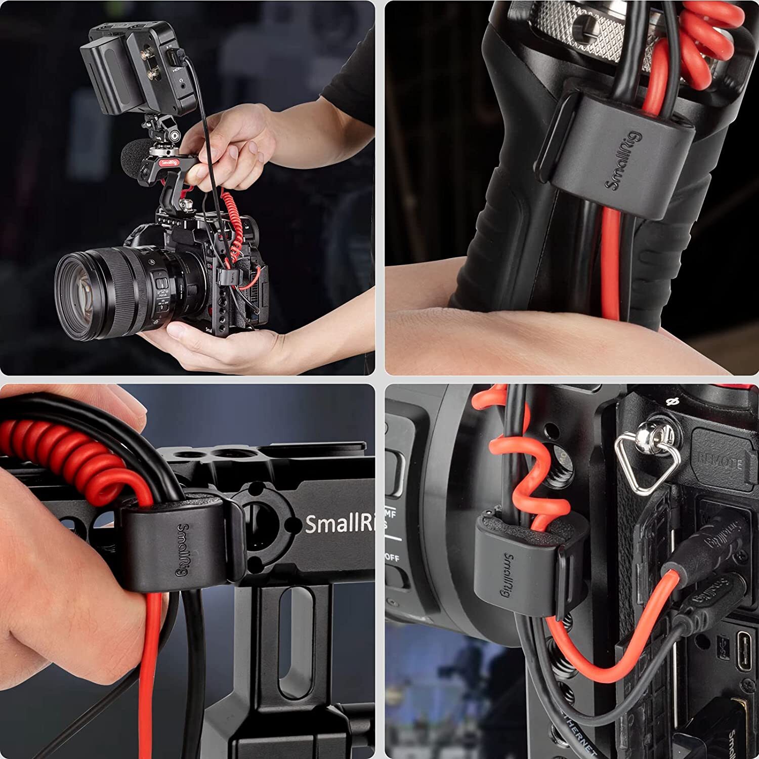 SmallRig Camera Cable Clamp 4 pcs for HDMI / SDI / Microphone Cables 2-6mm 3685
