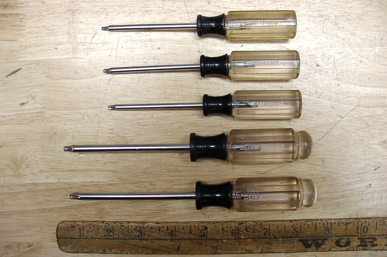 5 Vntg Small Craftsman Torx Screwdrivers,Clear/Black,Handles,T30-T10,L@@K & READ