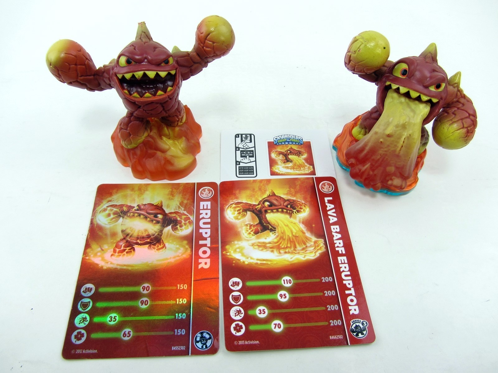 2 Lot - ERUPTOR Giants & LAVA BARF Skylanders Swap Force w/ Card & Code Sticker