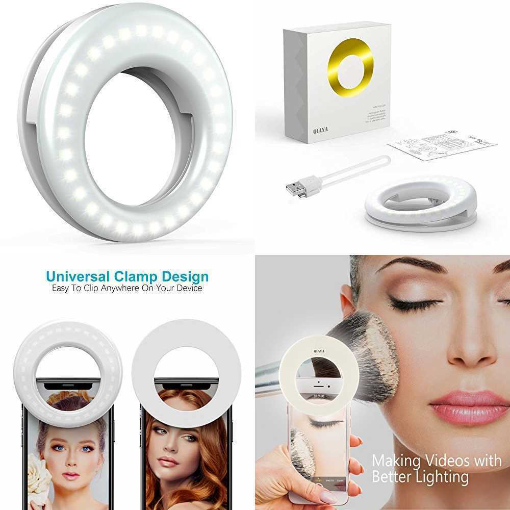 QIAYA Selfie Light Ring Lights LED Circle Cell Phone Laptop Camera WHITE NEW