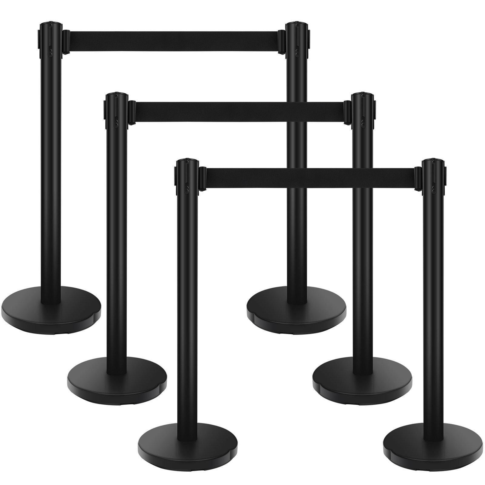 6 Pcs Retractable Crowd Control Barrier Poles Stanchion Post Queue Line Barrier