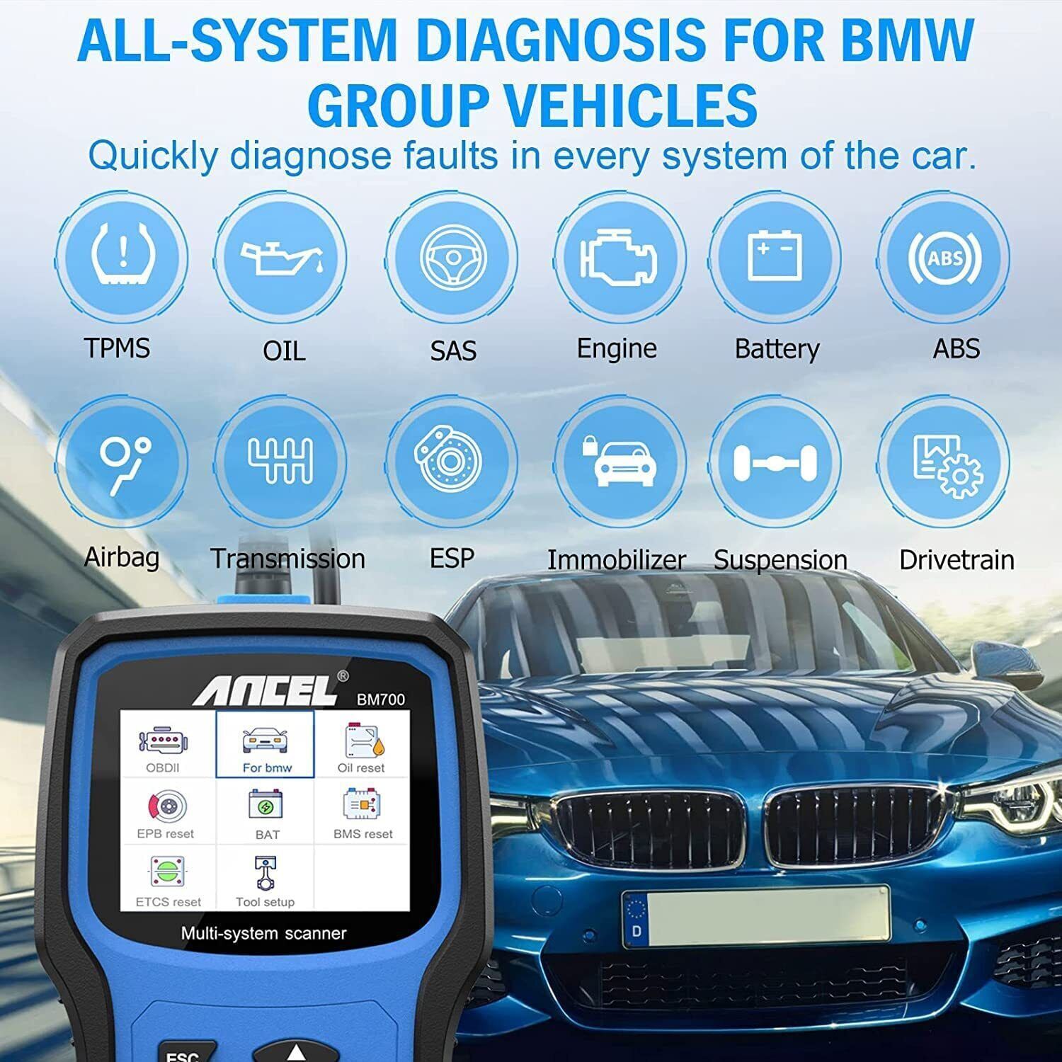 ANCEL BM700 Fits for BMW Mini Full Diagnostic Tool Scan Tool Cooper OBD2 Scanner