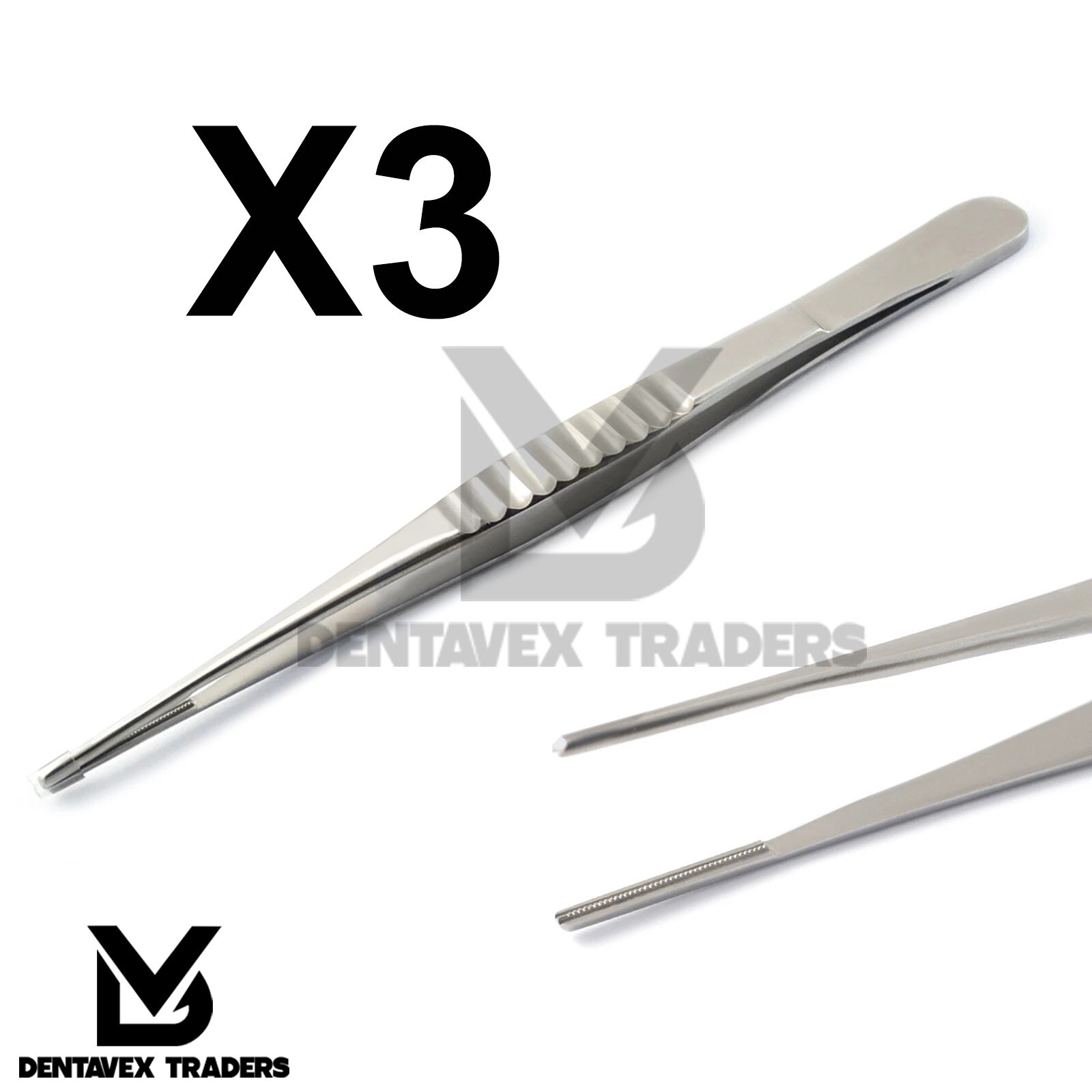 “3x DeBakey Vascular Surgical Tissue Thumb Forceps – Atraumatic Dissecting Tweez