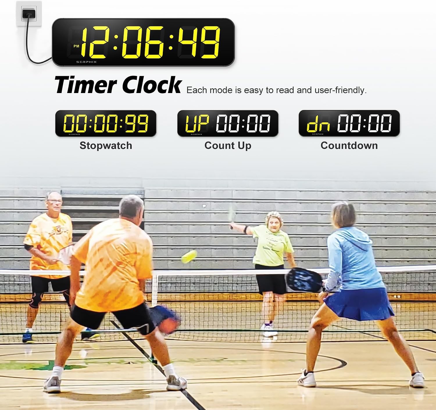 15.2" Large Digital Scoreboard, Variable LED Color, Timer Clock, Tabletop Ele...