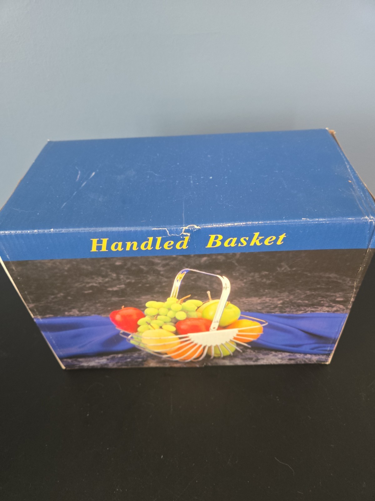 Vintage silver plated large rectangular handled basket fruit basket