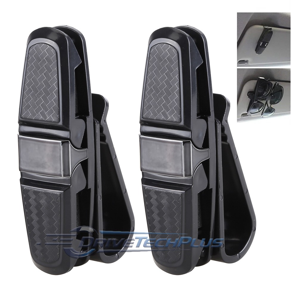 2X Universal Car Sun Visor Glasses Clip Carbon Fibre Sunglasses Cards Holder