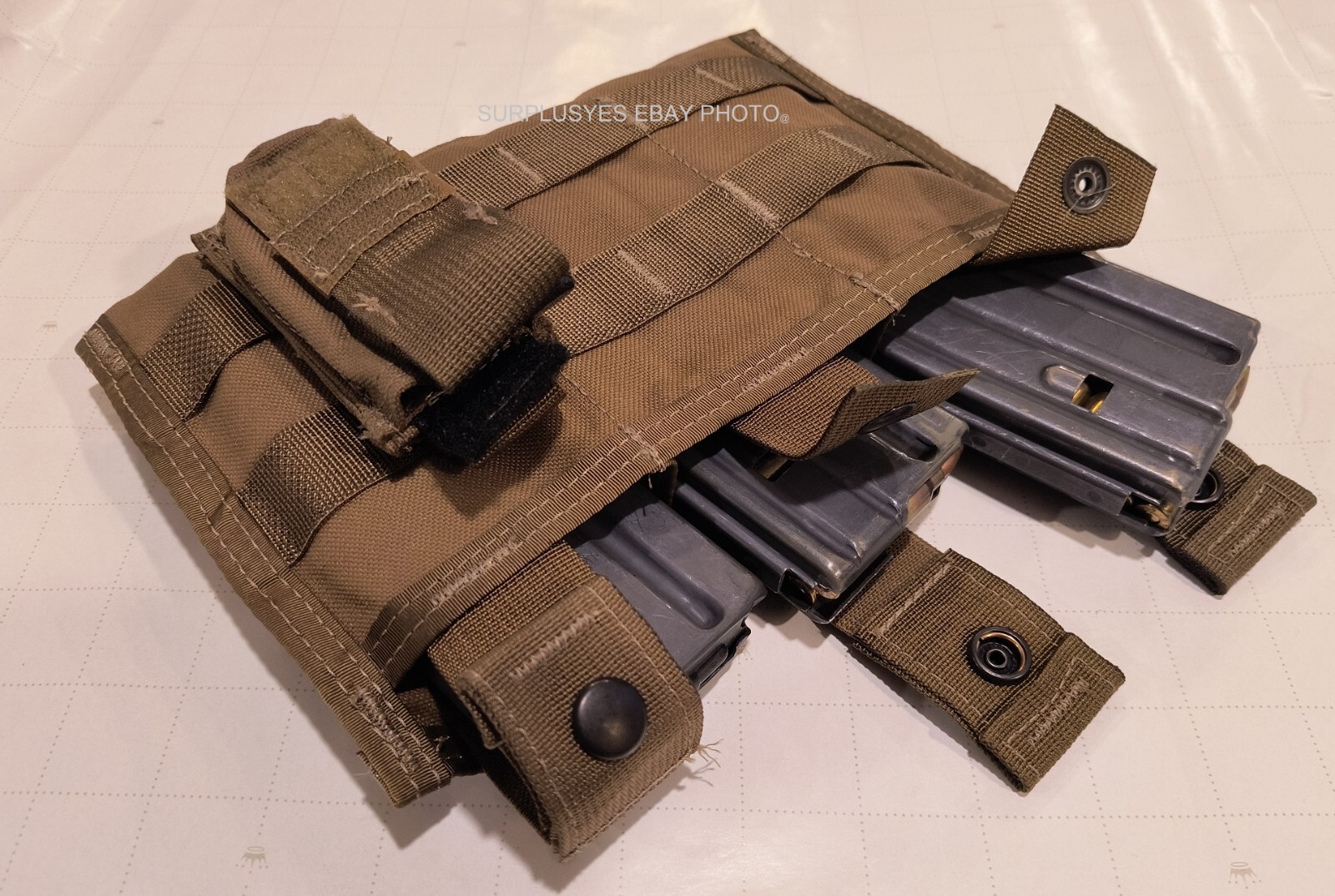 Military 5.56 M-4A1 Pouch 30 Rnd + Pistol Mag Ammo Coyote MOLLE Issue Made USA