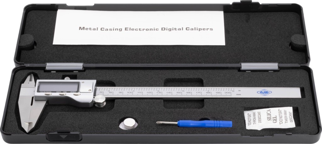 8"/200mm ELECTRONIC DIGITAL CALIPER LARGE SCREEN Stainless Metal Casing #202-MC8