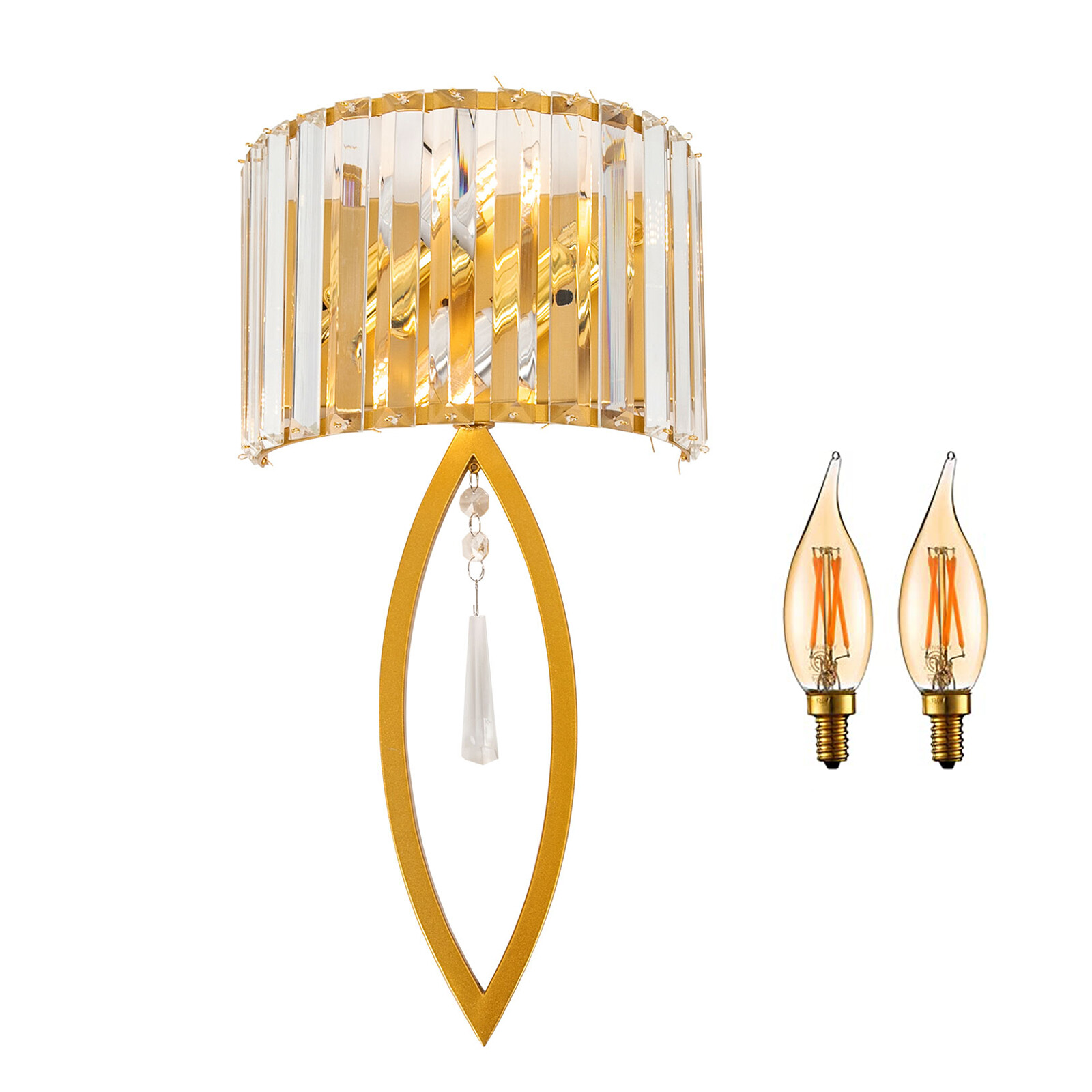 Crystal Wall Lamp, Lamp Living Room Bedside Corridor Wall Lamp, Retro Gold, 110V