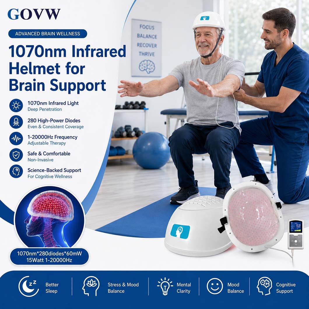 1070nm PBM Brain Helmet Near Infrared Light Transcranial Therapy Migraine Home