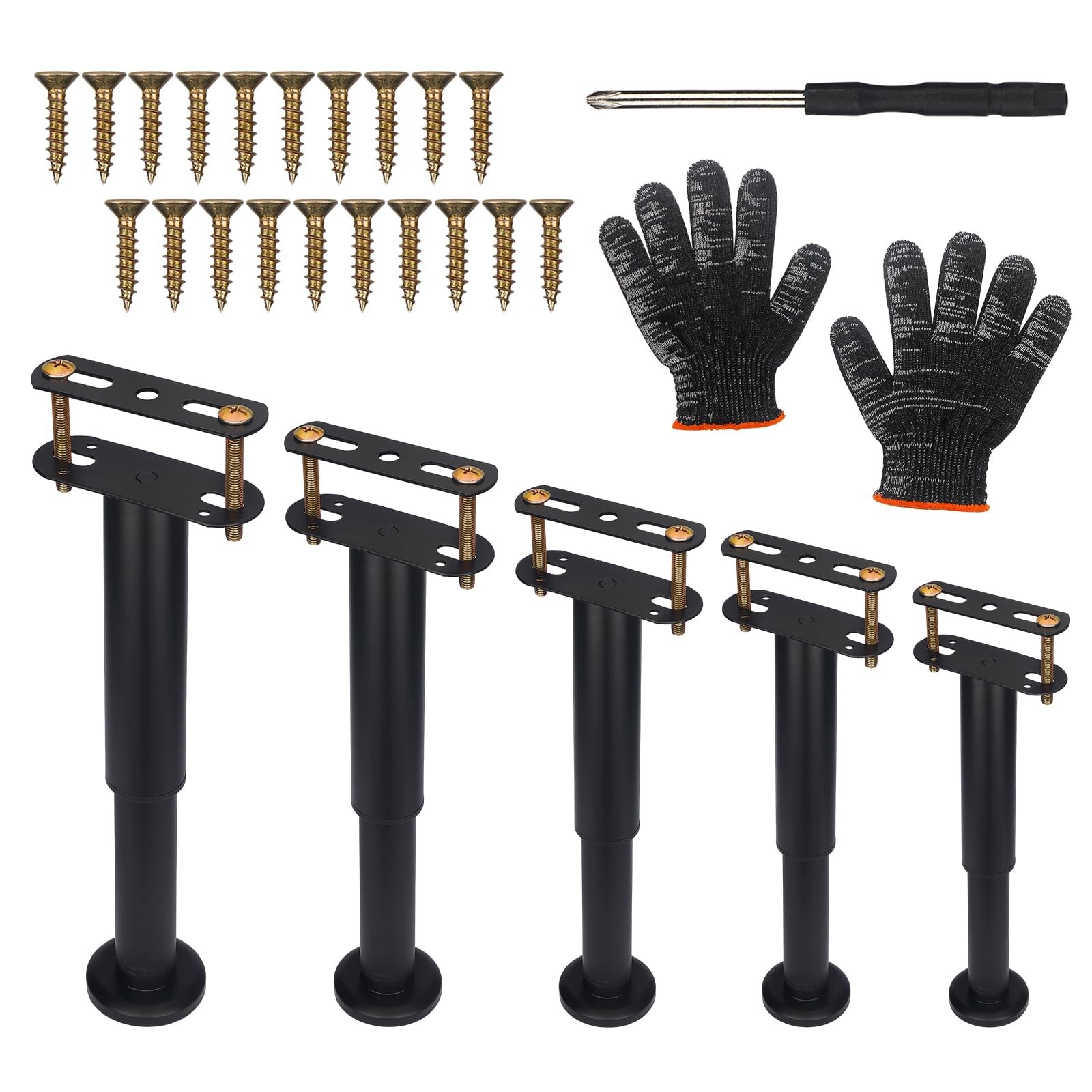 5PCS Adjustable Height Bed Support Legs 7.0812.5 Inch Locking Ring Center