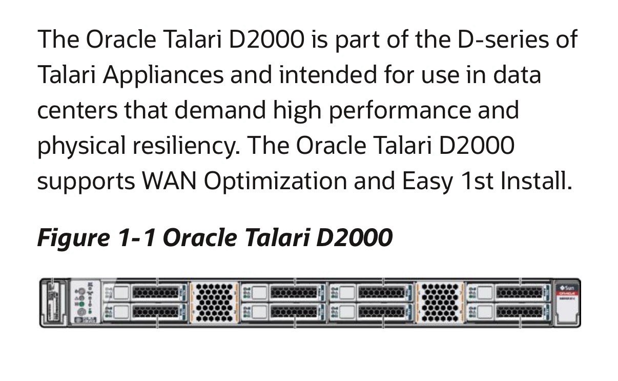 Oracle Talari D2000 High Performance SD-WAN Appliance On X7-2 Server Platform