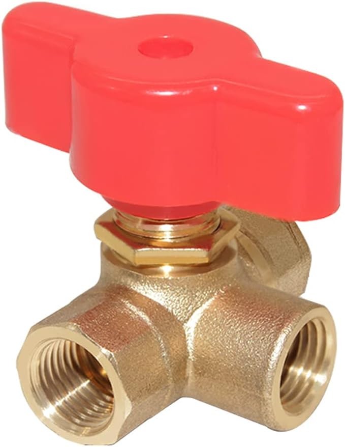 Joywayus 3-Way (L-Port) 1/4"NPT Female Brass Ball Valve Anti-Rust 0.25 inches