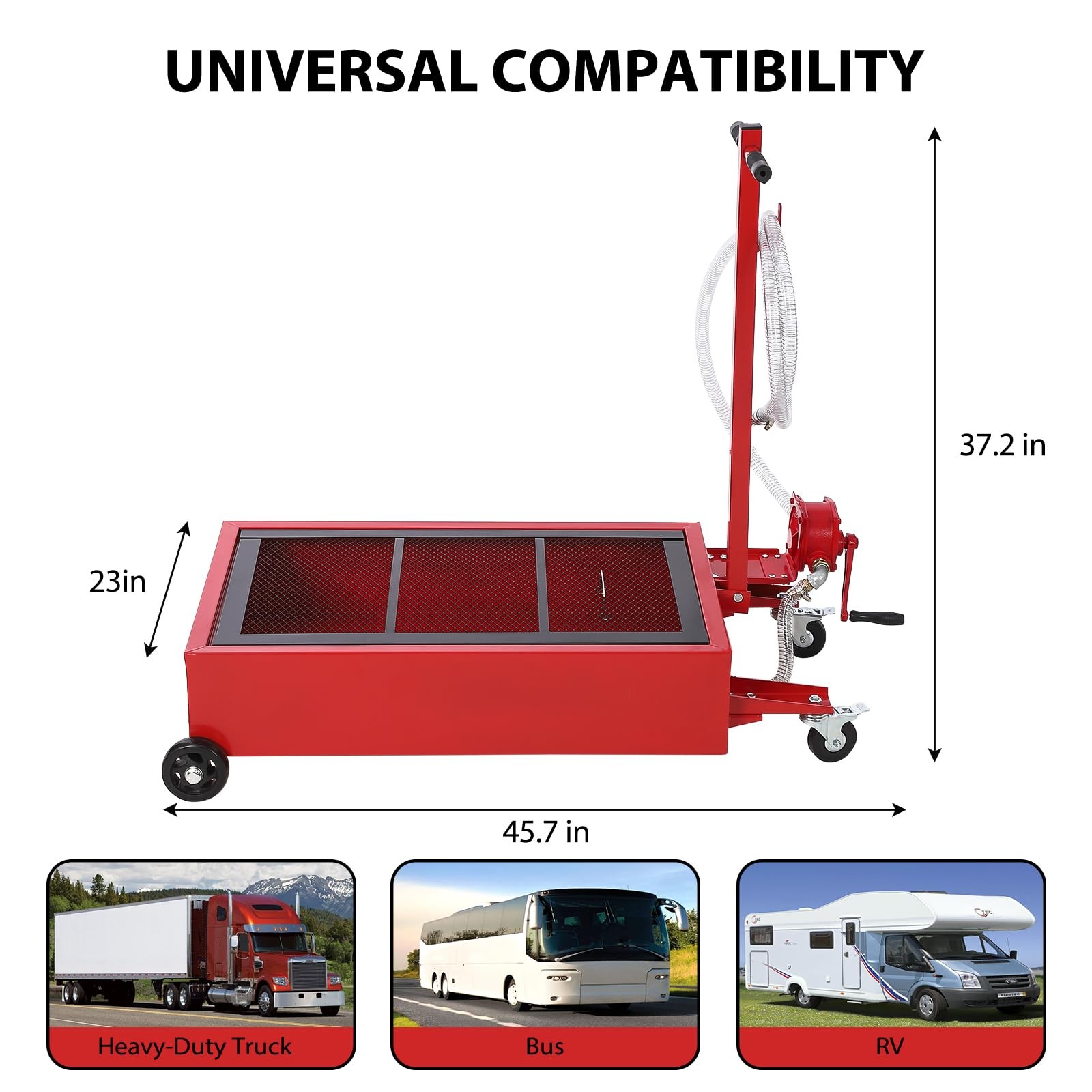 20 Gallon Electric Oil Drain Pan Cart Low Profile Oil Drain Pan w/ Manual Pump