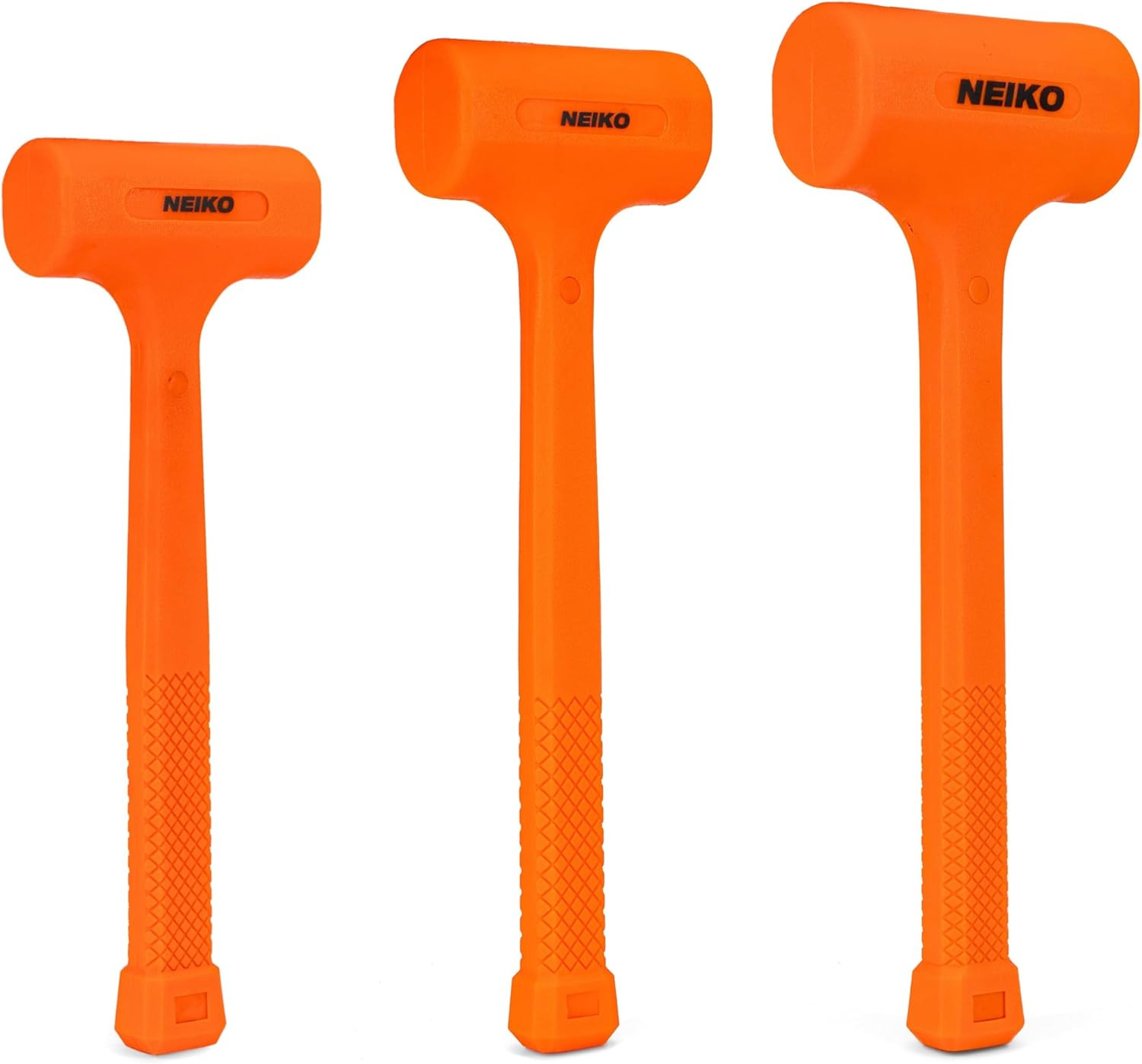 NEIKO 02888A Dead Blow Hammer Set, 3Pc Neon Orange Deadblow Mallet, 1Lb, 2Lb, 3L