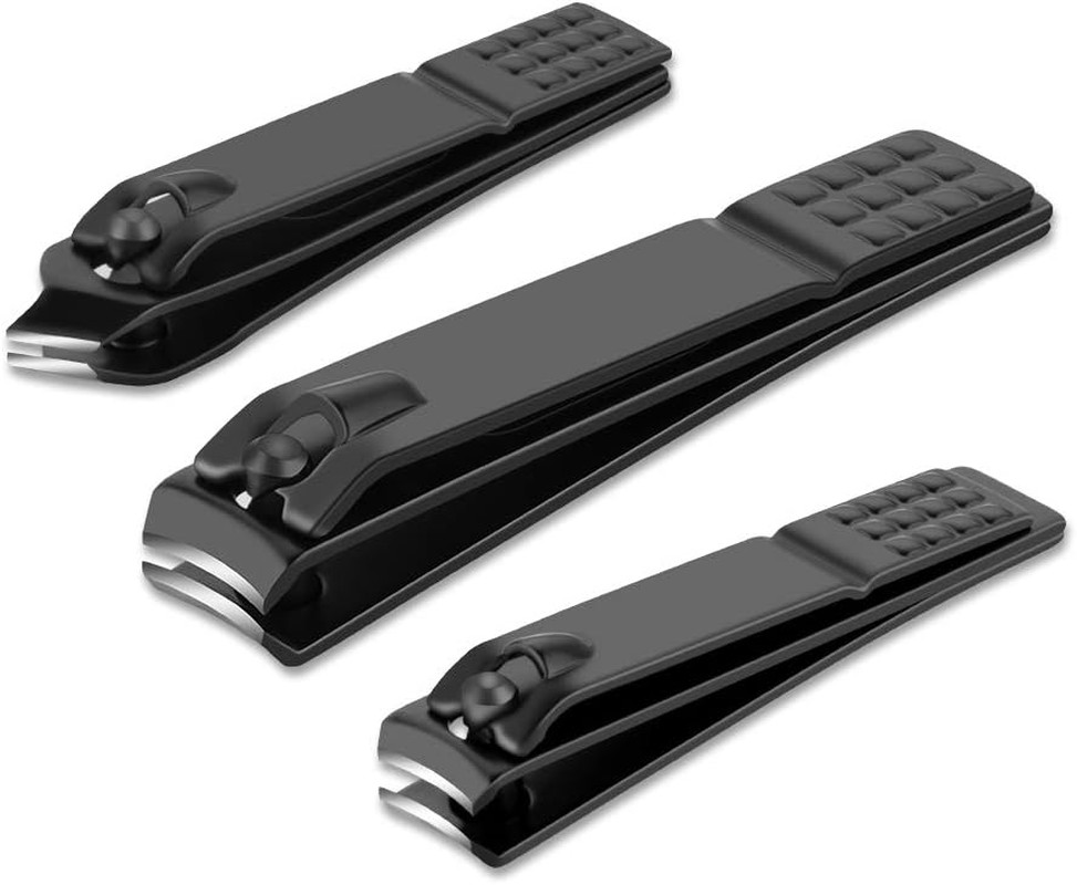 Nail Clippers Set Black Matte Stainless Steel Fingernail & Thick Toenail & Ingro