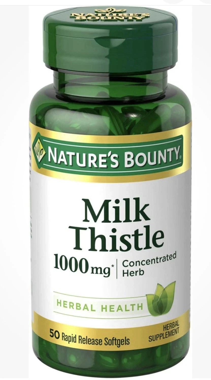 Nature's Bounty Milk Thistle 1000 mg, 50 softgels Exp 6/27 - New, Sealed